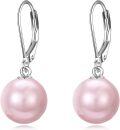 wholesale Sterling Silver Pearl Leverback Dangle Earrings for Women Gifts - Rhodium Plated-0-11