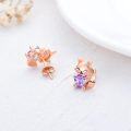 wholesale 925 Sterling Silver Pink Crystal Love Heart Fox Stud Earrings for Girls and Women-0-31