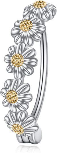 wholesale 16G 925 Sterling Silver Gold Plated Daisy Flower Belly Button Ring, Nickel-Free Hypoallergenic Navel Jewelry for Women-Daisy (16G&12MM)