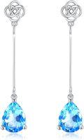 wholesale 925 Sterling Silver Blue Topaz Celtic Knot Drop Earrings for Women-0-0