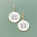 wholesale 925 Sterling Silver Gold Plated Monogram Round Disc Drop Earrings-0-2