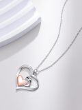 wholesale 925 Sterling Silver Heart-Shaped Sloth Pendant Necklace for Women's Gifts-0-2