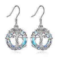 wholesale TOUPOP Tree Of Life Earrings 925 Sterling Silver Family Tree Dangle Drop Earrings Crystal Jewelry Birthday Christmas Gifts For Women Her -style_name:0-White Crystal