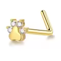 wholesale 14K Gold Moissanite Diamond Animal Paw L-Shaped Nose Rings Wholesale 20G 0.8mm Post-0-0
