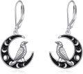 wholesale 925 Sterling Silver Crescent Moon Bird Dangle Earrings Gift for Her-0-0