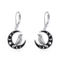 wholesale 925 Sterling Silver Crow Perched On Moon Earrings-0-0