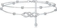 wholesale 925 Sterling Silver Infinity Charm Anklet with Beads and Pendant - Minimalist Foot Chain s for Women-C