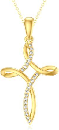 wholesale TOUPOP 14k Real Gold Infinity Celtic Cross Pendant Necklaces For Women Jewelry Birthday Mothers Day Christmas Gifts For Her Wife Girlfriend Mom -undefined