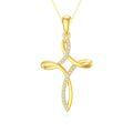 TOUPOP 14k Real Gold & Crystal Infinity Celtic Cross Pendant Necklace for Women-0-0