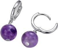 wholesale 925 Sterling Silver Agate Beaded Dangle Earrings for Women-Light purple