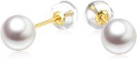 wholesale 18K Gold Freshwater Pearl Stud Earrings for Women (7 10mm)-7MM Pearl (18k Yellow Gold )