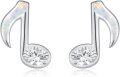 wholesale 925 Sterling Silver Opal Music Note Stud Earrings for Women, Hypoallergenic Nickel-Free Gift for Mom Wife Daughter Sister-0-0