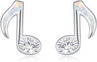 wholesale 925 Sterling Silver Opal Music Note Stud Earrings for Women, Hypoallergenic Nickel-Free Gift for Mom Wife Daughter Sister-Music A