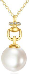 wholesale 14K Gold White Pearl Pendant Necklace with Cubic Zirconia Chain for Women Elegant Fine s-0-0