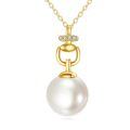 wholesale 14K Gold White Pearl Pendant Necklace with Cubic Zirconia Chain for Women Elegant Fine s-0-0