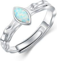 wholesale 925 Sterling Silver Opal Blue Butterfly Adjustable Ring for Women-style 04