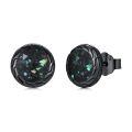 wholesale 925 Sterling Silver Round Black Onyx Stud Earrings - Hypoallergenic Punk Gothic Jewelry for Women and Men-0-6