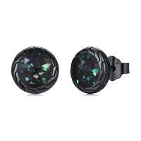 wholesale 925 Sterling Silver Round Black Onyx Stud Earrings - Hypoallergenic Punk Gothic Jewelry for Women and Men-Abalone Shell1