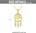 wholesale 14K Gold Tree of Life Dreamcatcher Feather Pendant Necklace for Women-0-2