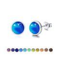 wholesale 925 Sterling Silver Blue Opal Stud Earrings Wholesale With 12 Color Options-0-0