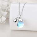 wholesale 925 Sterling Silver Koala Bear with Blue Stone Pendant Necklace for Women Girls  48cm Chain Length-0-3