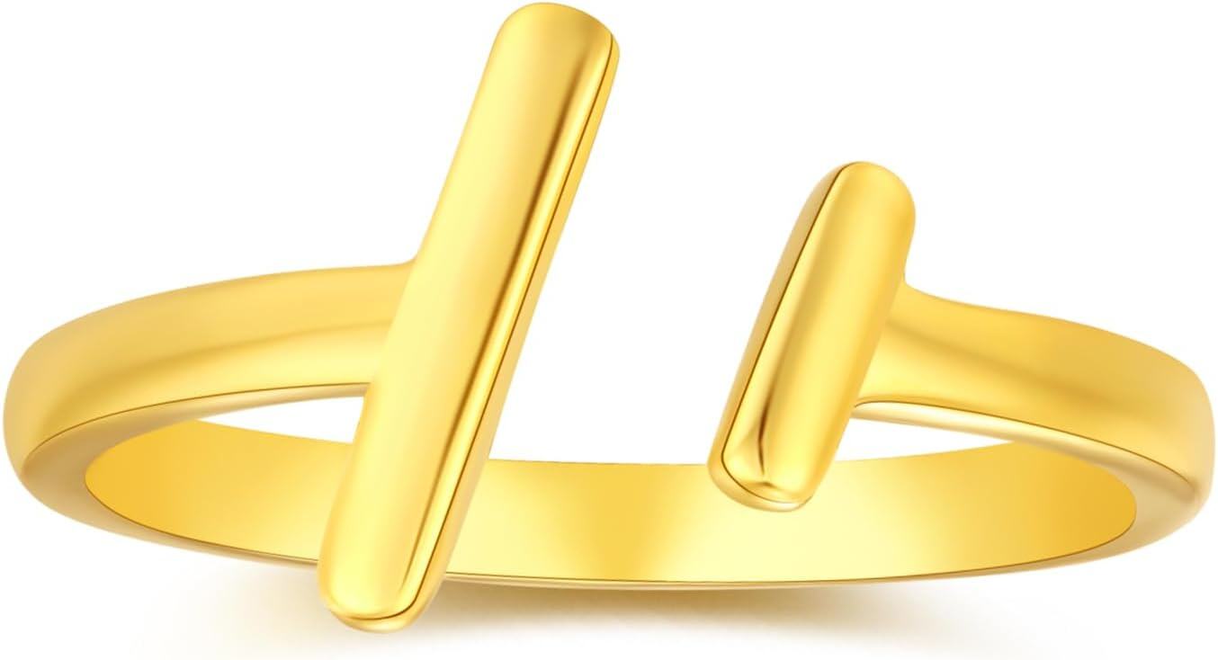 wholesale Sterling Silver 18K Gold Plated Women s Simplicity Adjustable Engagement Wedding Ring Jewelry Gift-Double Slash