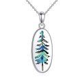 wholesale 925 Sterling Silver Turquoise Malachite Tree Pendant Necklace for Women Gifts-0-0