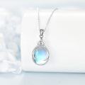 wholesale 925 Sterling Silver Blue Moonstone Teardrop Heart Pendant Necklace for Women-0-3
