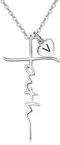 wholesale Sterling Silver Birthstone Faith Cross Pendant Necklace for Women-V-V