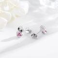 wholesale 925 Sterling Silver Pink Crystal Heart Sloth Stud Earrings for Kids Adults-0-5