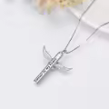 TOUPOP Sterling Silver Ruby Heart Crystal Cremation Jewelry Cross Urn Necklace-0-3