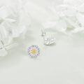 wholesale 925 Sterling Silver Flower Stud Earrings with Gold Center and White Petals-0-2