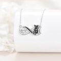 wholesale 925 Sterling Silver Infinity Heart Black Cat Pendant Necklace for Women Girls  45cm Chain Length-0-2