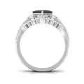 TOUPOP Sterling Silver Agate Moissanite Black Onyx Wedding Ring Set-0-3