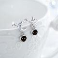 wholesale 925 Sterling Silver Black Agate Crescent Moon & Star Drop Earrings-0-1