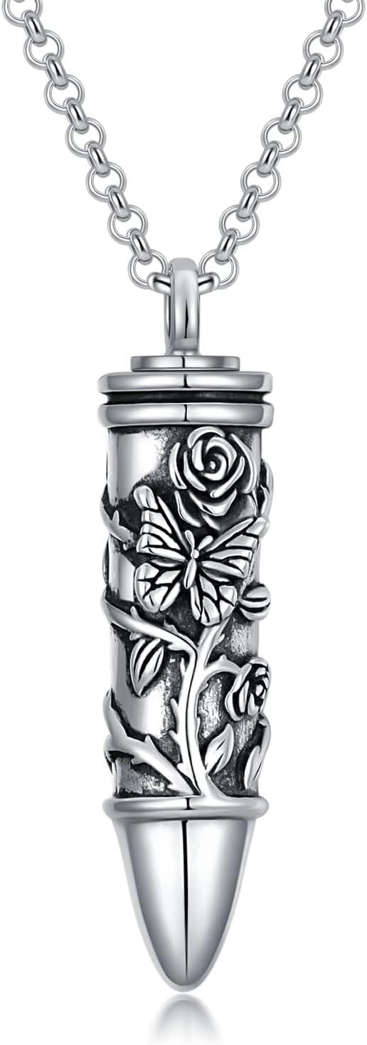 Sterling Silver Ashes Keepsake Necklace with Dragon Butterfly Wolf Tree of Life Eagle Jesus Pendant Urn Jewelry-0-0