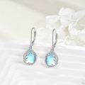 wholesale 925 Sterling Silver Blue Moonstone Daisy Floral Vine Drop Leverback Earrings-0-3