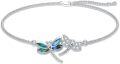 wholesale 925 Sterling Silver Dragonfly Design Crystal Ankle Anklet - Adjustable Size-0-0