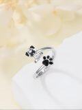 wholesale 925 Sterling Silver Cute Puppy Corgi Dachshund Pug Yorki Adjustable Dog Rings for Women-0-4