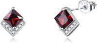 wholesale  Sterling Silver Cubic Zirconia Crystal Birthstone Stud Earrings-Jan-Granet