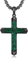 wholesale 925 Sterling Silver Malachite Cross Pendant Chain Mens Religious s-0-0