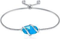 wholesale  Sterling Silver Gemstone Dainty Link Bracelet for Women -A-Topaz-December