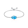 wholesale 925 Sterling Silver Abalone Shell Square Charm Adjustable Bolo Bracelet for Women-0-24