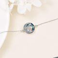 wholesale 925 Sterling Silver Blue Crystal Mother and Child Charm Bracelet for Women-0-5
