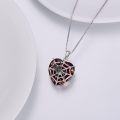 wholesale 925 Sterling Silver Spiderweb Heart Garnet Gemstone Pendant Necklace for Women's Jewelry-0-2