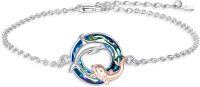 wholesale 925 Sterling Silver Crystal Dolphin Bracelet Friendship Gift for Her-best friends dolphin bracelet