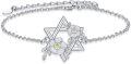 wholesale 925 Sterling Silver & Daisy Star of David Bracelet - Jewish Symbol of Hope & Love - Adjustable 7+2 Chain - Elegant Gift for Daily Wear-0-0