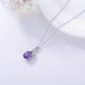 wholesale 925 Sterling Silver Amethyst Teardrop Pendant Necklace With Leaf Design-0-3
