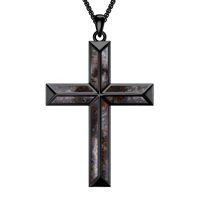 wholesale 925 Sterling Silver Mens Black Agate Cross Necklace with Brown Stone Pendants-1-Tiger Eye
