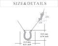 wholesale 925 Sterling Silver Lucky Horse Shoe & Four-Leaf Clover Charm Pendant Necklace with Cubic Zirconia Stones for Women Girls  Set (Silver)-0-2